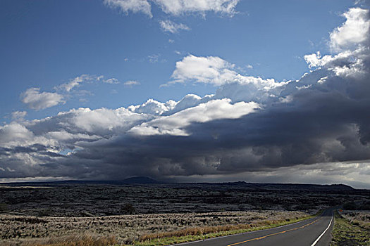 云,高处,火山岩,靠近,瓦克拉,大,岛屿,夏威夷,美国