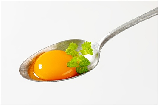 生食,蛋黄,勺子