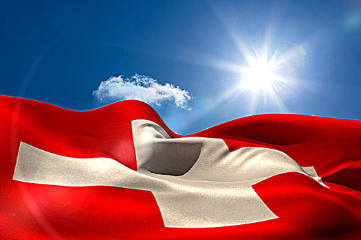 电脑合成,瑞士国旗,波纹
