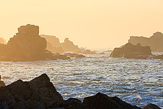 岩石,海岸线,布列塔尼,法国