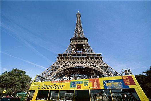 埃菲尔铁塔,旅游大巴,巴黎,法国