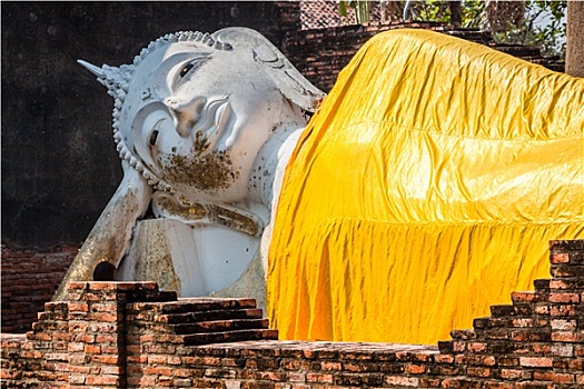 卧佛,寺院,大城府,泰国