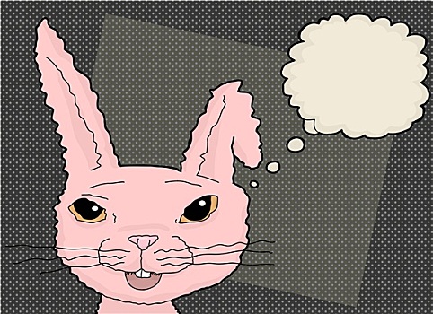 粉色,思考,兔子,卡通