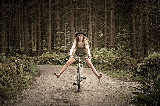 高兴,少女,自行车