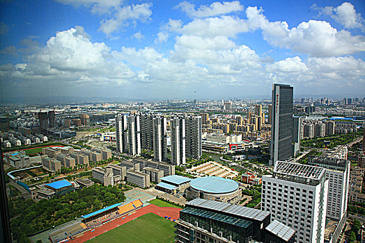 俯瞰,建筑群,大楼,道路,城市,全景