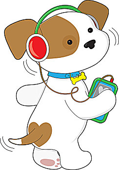 可爱,小狗,耳机