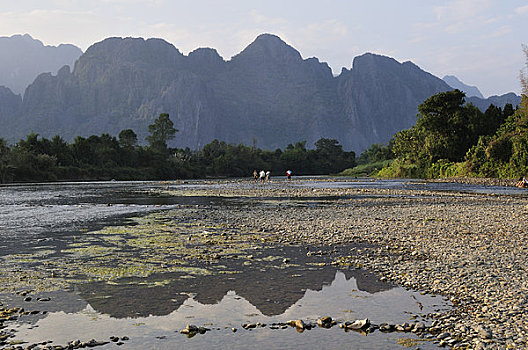 石灰岩,山峦,万荣,老挝