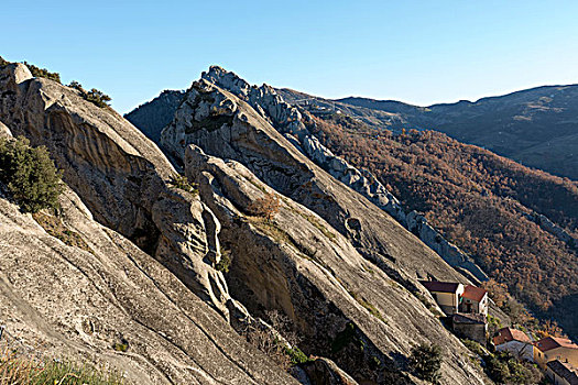 风景,平滑,砂岩,石头,山村,白云岩,巴西里卡塔,意大利