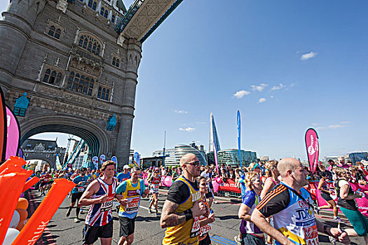 英格兰,伦敦,马拉松,跑步,塔桥