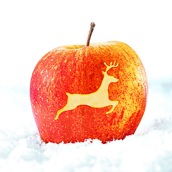 圣诞节,苹果,驯鹿