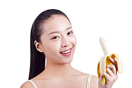 休闲女士吃香蕉