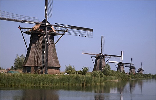 荷兰,风车,小孩堤防风车村