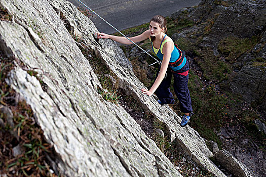 女人,攀登,岩石面