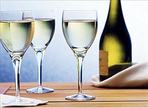 瓶子,白葡萄酒,玻璃杯