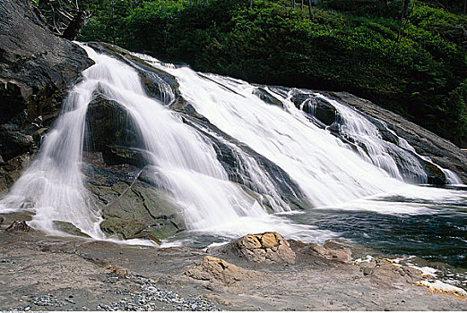 瀑布,努特卡岛,不列颠哥伦比亚省,加拿大