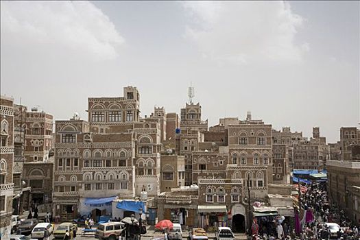建筑,砖,粘土,历史,中心,世界遗产,也门,中东