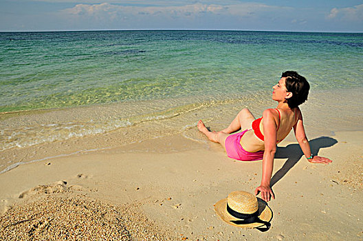 旅游,海滩,干盐湖,肘,靠近,特立尼达,古巴,加勒比