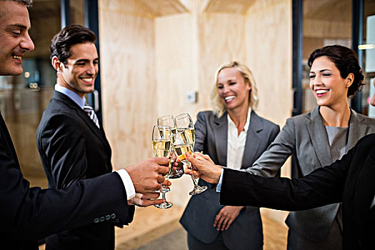 成功,企业团队,祝酒,香槟,办公室