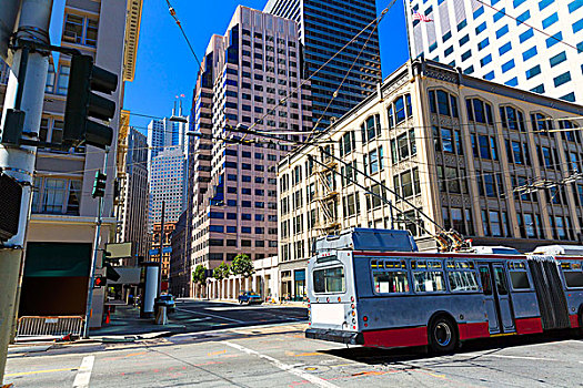 旧金山,市区,建筑,有轨电车,加利福尼亚