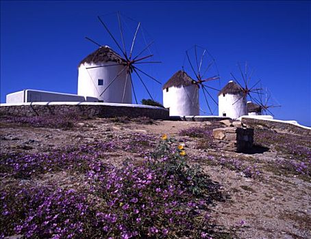 希腊,基克拉迪群岛,米克诺斯岛,风车
