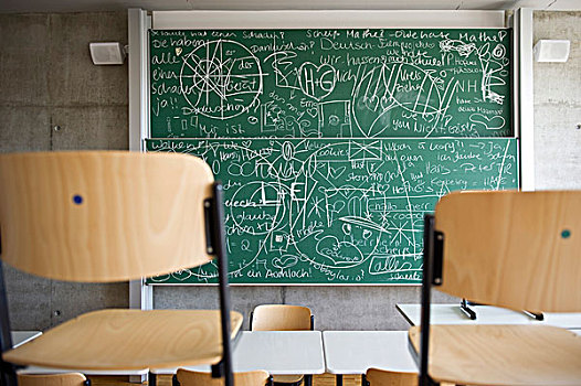 教室,文法学校,椅子,黑板,遮盖,文字,德国,欧洲