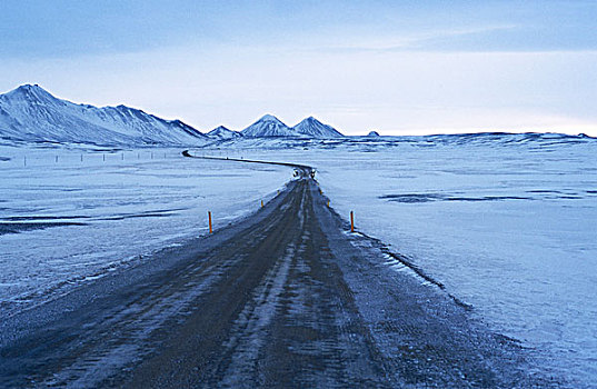 道路,靠近,冬天,东北方,冰岛,欧洲