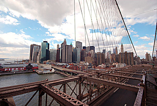 下曼哈顿,人行道,布鲁克林大桥,纽约