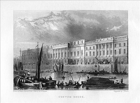 海关大楼,伦敦,19世纪,艺术家,木头