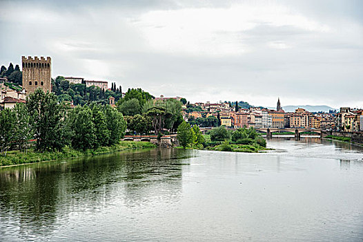 河,佛罗伦萨,意大利,旧桥,老,建筑