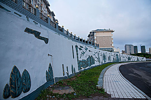 内蒙古呼伦贝尔满洲里市,现代花园,小区文化墙