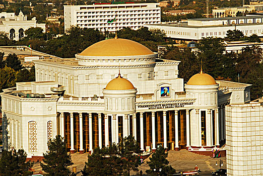 金色,球形,政府建筑,阿什哈巴德,土库曼斯坦