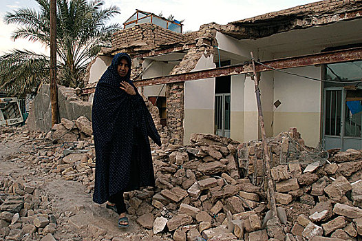 伊朗人,女人,毁坏,居民区,城市,巨大,地震,十二月,2003年,杀戮,30多岁,人,伊朗,一月,2004年