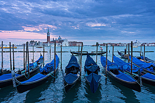 威尼斯,小船,圣乔治奥,马焦雷湖,背景,傍晚