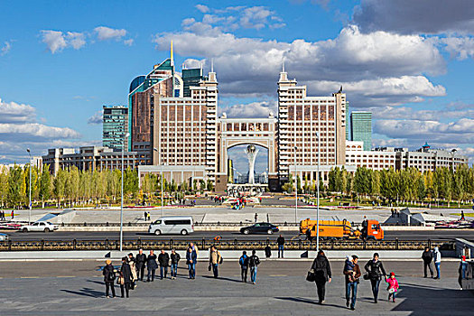 哈萨克斯坦,阿斯塔纳,城市,新,行政,纪念建筑