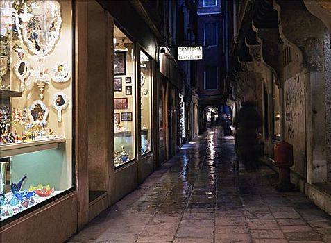 威尼斯,街道,夜晚