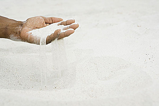手,沙子,手指,特写
