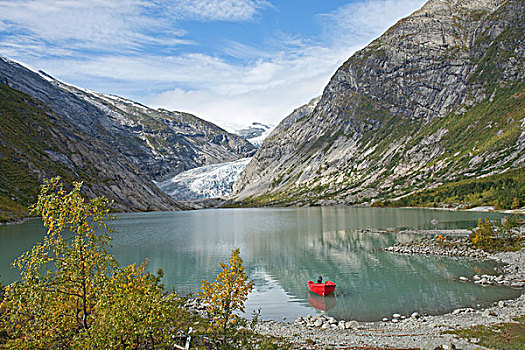 结冰,湖,冰河,舌头,挪威,斯堪的纳维亚,欧洲