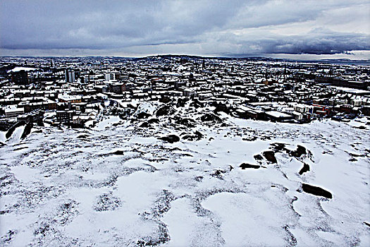苏格兰,城市,爱丁堡,雪,遮盖,冬天