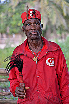 乡村,老人,穿,特色,红色,长袍,省,刚果