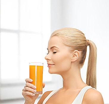 卫生保健,节食,概念,少妇,喝,橙汁