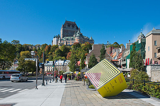 风景,城镇,夫隆特纳克城堡,魁北克,加拿大,北美