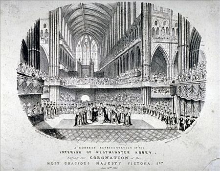 加冕,维多利亚皇后,威斯敏斯特教堂,伦敦,1838年