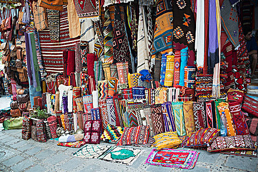 彩色,地毯,展示,出售,舍夫沙万,摩洛哥