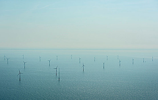风电场,风景,逆光,艾默伊登,荷兰北部,荷兰