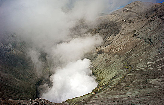 火山,火山口,边缘,蒸汽,婆罗摩火山,东方,爪哇,印度尼西亚,亚洲