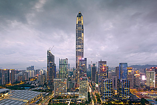 中國廣東深圳福田中心區(qū)CBD都市風(fēng)光