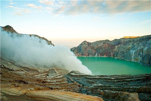 火山口,早晨,黎明,爪哇,印度尼西亚