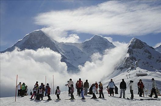 滑雪,马戏团,山,艾格尔峰,格林德威尔,伯尔尼阿尔卑斯山,瑞士