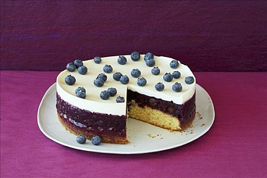 蓝莓,奶油蛋糕,块