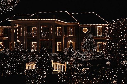 房子,光亮,圣诞灯光